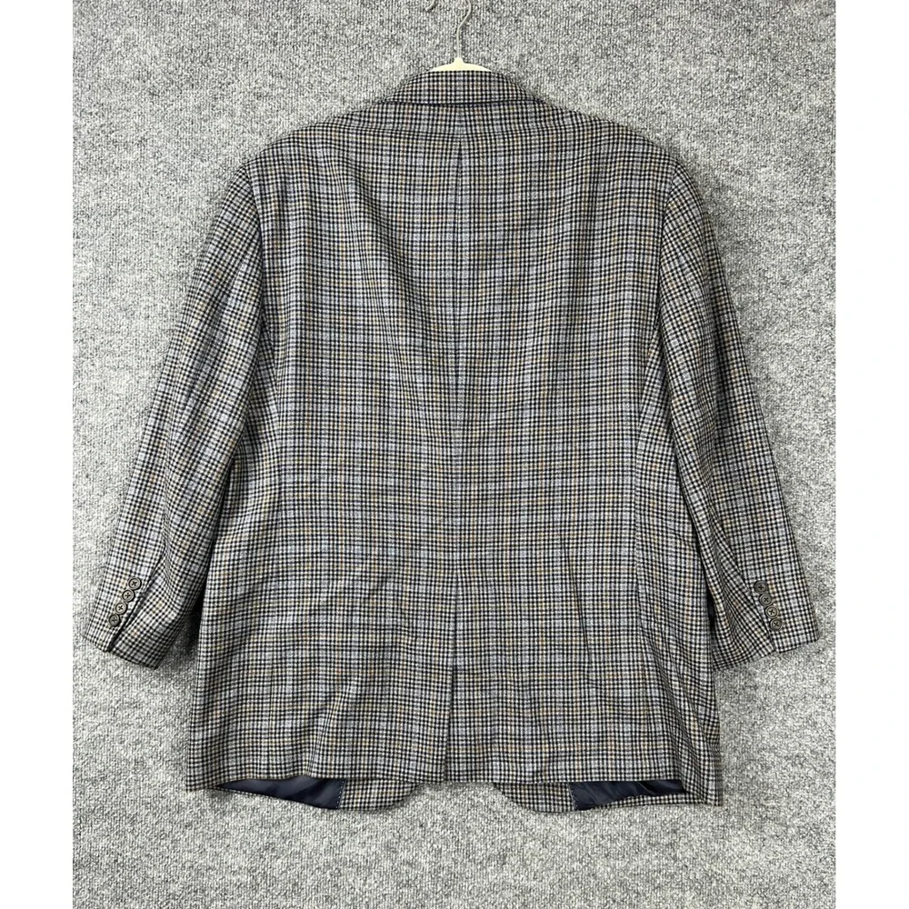 Brooks‎ Brothers Blazer 45R 1818 Madison Sport Coat Grey Blue Plaid Italian Wool